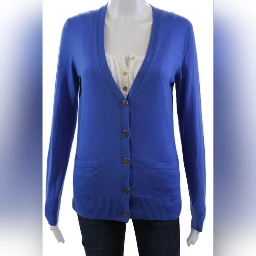 Bundle Tory Burch Pleated Pullover Tank Top + Cardigan Sweater Set White Size S